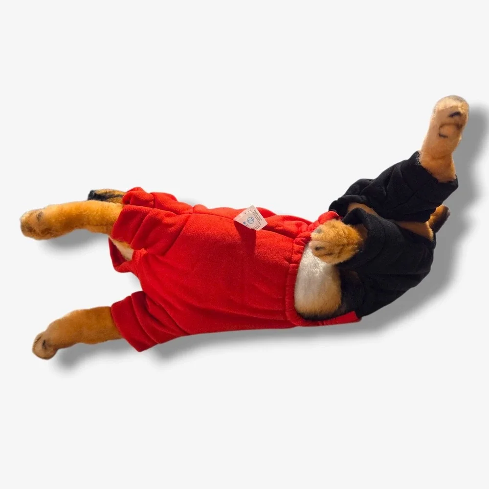 Fashion Class Boy Kids Dog Hoodie Jumpsuit Red Black Size M Pet Clothes